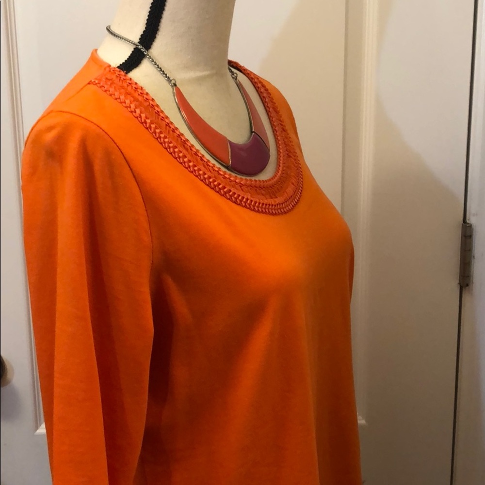 Coldwater Creek Vibrant Orange Long Sleeve Scoop-Neck Blouse